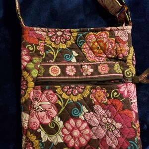 Vera Bradley Pink and Brown Floral Crossbody Bag